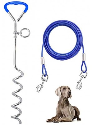 Dog Tie Out Cable and Stake 32 16 10 ft Outdoor Yard and Camping for Medium to Large Dogs Up to 125 lbs 16" Stake 32 16 10 ft Cable with Durable Spring and Metal Hooks for Outdoor