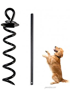 EXPAWLORER Dog Tie-Out Stake Heavy Duty Anti-Rust Stainless Steel Material Spiral Ground Anchor with One Iron Handle for Large Dog Runner in Garden Yard