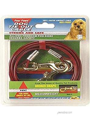 Four Paws Vinyl Coated Rust Proof Medium Weight Tie-Out Cable for Dogs 10-Foot