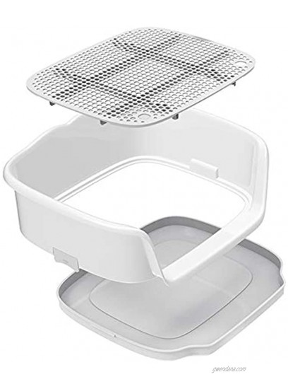 GREENWISH Dog Potty Tray with Removable Wall & Pee Post Washable Dog Training Toilet Dog Pad Holder Tray Dog Potty Fence for Dogs Cats