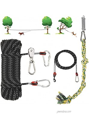 GUSEN Dog Tie Out Cable for Camping,55ft Dog Heavy Duty Trolley System with 10ft Dog Runner Cable for Small to Large Dogs Up to 200lbs Dog Lead Line for Yard Park and Outdoor Events