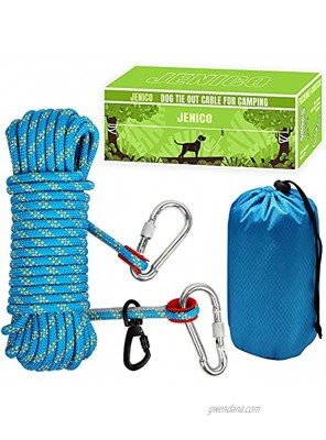 jenico Dog Tie Out Cable for Camping 50ft Portable Reflective Overhead Trolley System for Dogs up to 300lbs Dog Lead for Yard Camping | Parks | Outdoor Events