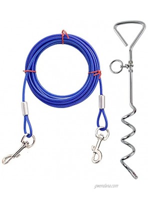 Lightton Dog Stake Tie Out Cable,32 Feet Tie Out Cable Chew 16" Sturdy Stake Dog Chain for Camping or Backyard for Dogs Play Training in The Yard Camping Garden,Traveling Outdoor