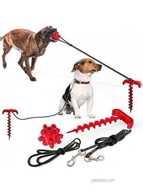 MGSTY Dog Tie-Out Cable and Stake,Chew Ball with Elastic Rope Outdoor,Yard and Camping,for Medium to Large Dogs