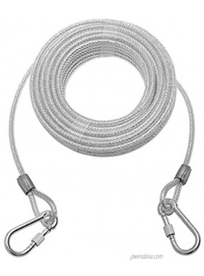 Mihachi Reflective Tie Out Cable for Dog Up to 250 Pounds 50-Feet Heavy Weight for Medium to Large Dogs Silver