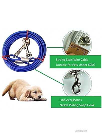 Pet Tie Out Cable for Dogs Double Heads Steel Wire Tieout Leash Chew Resistant Dogs Metal Leash for Camping Outdoor Yard