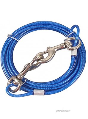 Pet Tie Out Cable for Dogs Double Heads Steel Wire Tieout Leash Chew Resistant Dogs Metal Leash for Camping Outdoor Yard
