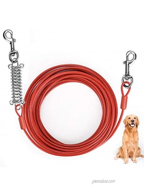 WIOR Dog Runner for Yard 33 ft Dog Leads for Yard Dog Tie Out Cable Anti-Corrosion with Durable Spring and Metal Swivel Hooks Dog Run Cable for Dog Up to 120lb Red
