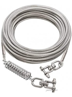 XiaZ Dog Tie Out Cable 50 FT Dog Runner Chains with 360°Rotate Clasp and Shock Absorbing Spring Heavy Duty Dog Lead for Yard Outdoor Park Camping Up to 350 Pound
