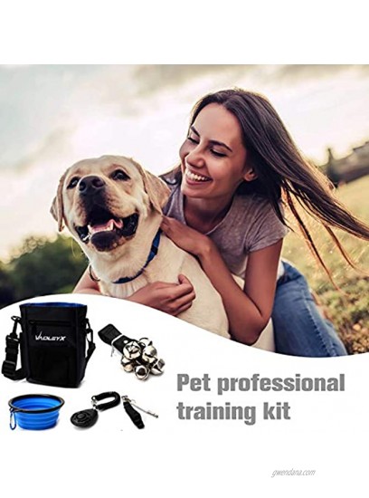 AyeVision Dog Treat Pouch Bag with Training Clicker,House Training Doorbells,Collapsible Dog Bowl,Whistle-Tools Adjustable Shoulder Strap Built-in Poop Bag Dispenser Dog Walking Training