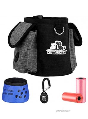 Dog Training Pouch Dog Treat Bag for Small to Large Dogs Pet Training Waist Bag with Adjustable Strap Metal Clip Poop Bag Dispenser Dog Bowl Pet Toys and Training Accessories 5 Pieces