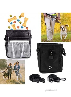Dog Treat Pouch Bag Puppy Dog Training Snack Bag Built-in Poop Bag Dispenser with Adjustable Waist Belt Pouch and Shoulder Strap 3 Ways to Wear Hand-Free for Dog Walking Training