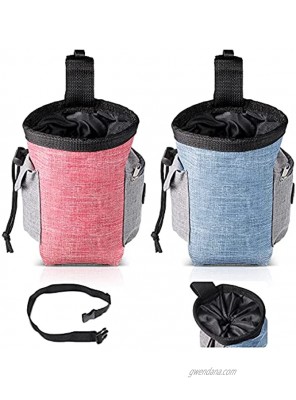 Huhumy 2 Pieces Puppy Bags for Supplies Dog Treat Training Pouch Built-in Waste Bag Dispenser Waterproof Dog Food Carrier with Adjustable Waist Shoulder Strap for Walking Hiking Running 2 Colors