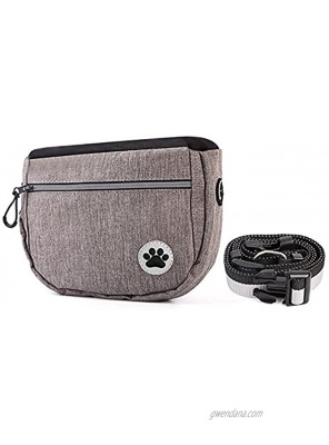 Kisty Dog Treat Pouch Training-Bag Dispenser Waist Shoulder Strap Ways Walking We are Easily Carries Pet Toys Poop Gray