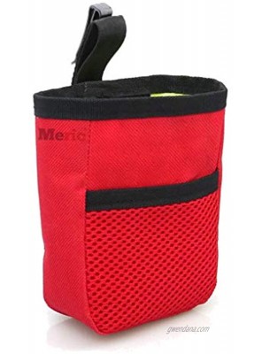 Meric Dog Food Bag 5"x2"x4" Treat Tote for Dog Training Red Oxford Fabric Pouch Holds 1 Cup 12oz of Pet Food or Treats Includes Belt Loop and Clip for Hands-Free Carrying 1-Piece