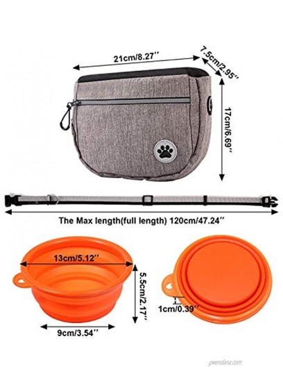 Naiveroo Dog Training Pouch Kit Dog Treat Training Pouch Bag with Collapsible Bowl Outdoor Training Dog Snack Reward Waist Pocket