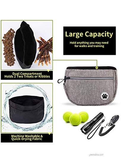 Naiveroo Dog Training Pouch Kit Dog Treat Training Pouch Bag with Collapsible Bowl Outdoor Training Dog Snack Reward Waist Pocket