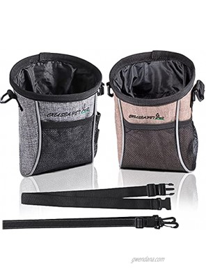 QIIPII Dog Treat Training Pouch Bag 2 Packs Pet Training Bag Easily Carries Pet Toys Kibble Treats with Adjustable Waistband Shoulder Strap & Poop Bag Dispenser 3 Ways to Wear