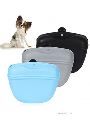 skonhed 3Pcs Silicone Dog Treat Pouch Training Pet Puppy Bag Pocket Snack Treat Food Holder with Clip for Belt for Dog Walk