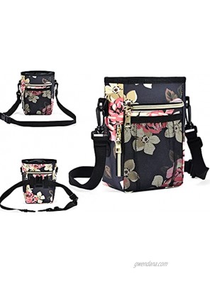 SUPPETS Dog Treat Pouch Dog Treats Bag with Waist Belt Metal Clip Poop Bag Dispenser for Doggy Puppy Pet Training Peony