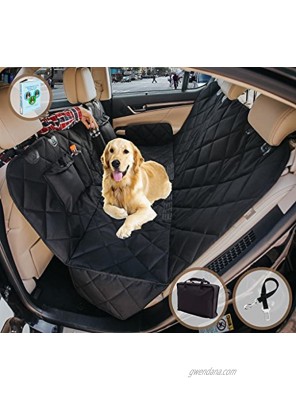 Humutan CACA Dog Car Seat Cover for Cars Trucks SUV's,Hammock Convertible Waterproof Pet Back Seat Protector with Extra Side Flaps Bonus Pet Seat Belt & Carry Bag Medium
