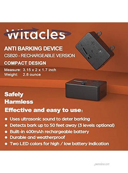 Witacles Anti Barking Device 2020 New Version Ultrasonic Dog Bark Deterrent Stop Barking 50 Ft Range & Lever Control Safety & Ultrasound Silence