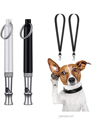 ChunHee 2 Pack Dog Whistle for Stop Barking Professional Ultrasonic Dog Whistles Puppy Bark Control Training Tool with Lanyard Black and White