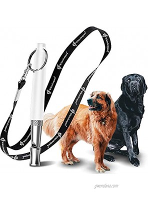Dog Whistle with Free Lanyard Adjustable Frequencies Ultrasonic Stainless Steel Effective Way of Training Dog Whistles to Stop Barking New-White