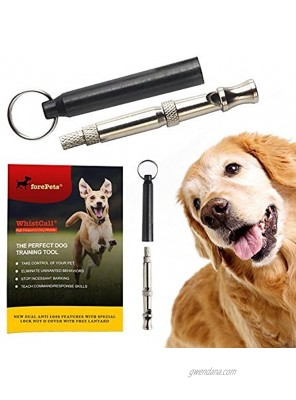 forepets Dog Training Whistle with Black Lanyard to Stop Barking. Professional Silent Adjustable Ultrasonic Tool to Train and Control Poppy Bark