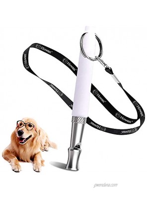 Howan Dog Training Whistle to Stop Barking Professional Dogs Whistles- Trasonic Silent Dog Whistle Adjustable Frequencies Dog Whistle for Recall Training Include Free Black Strap Lanyard White