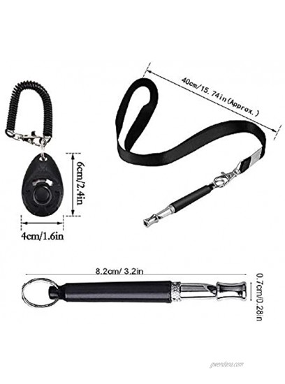 JOOFANDA 6 in 1 Dog Training Whistle Stop Barking 2 Professional Ultrasonic Whistle 2 Clickers with Wrist Strap with 2 Free Lanyard Straps