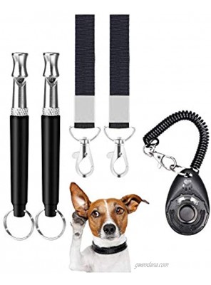 KLSwag Professional Dog Whistles to Stop Barking,Training Clicker,Trasonic Silent Adjustable Frequencies Effective Way of Training Whistle Dog Whistle for Recall Training2Pack +1 Training Clicker