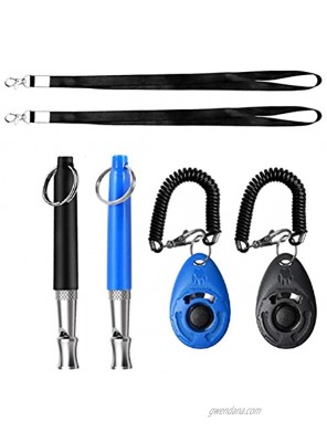 pengxiaomei 4 Pack Dog Training Whistle and Clicker Set Adjustable Pitch Dog Whistle with Lanyard for Dog Recall Repel Silent Training