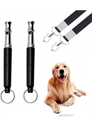 Senfhome 2 Pack Dog Whistle Ultrasonic Dog Whistles to Stop Barking Adjustable Professional Dog Training Whistle Barking Control for Pet Dog with Black Strap