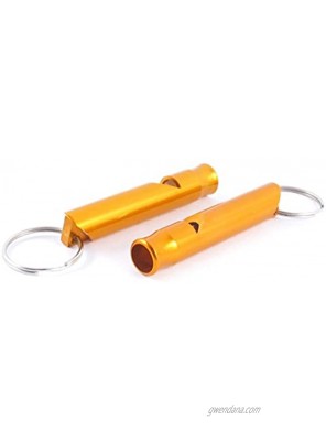 uxcell Pet Dog Training Sound Whistle Keychain Pocket Gold Tone
