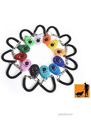 Rocutus 12 Pieces Colorful Dog Clicker Pet Dog Training Clicker,Clicker Training for Dogs Pet Trainer Clicker with Wrist Strap Training Clicker Pet Training Ring,Train Dog Cat Horse Pets