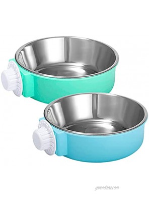 2Pack Crate Dog Bowl Hanging Water Food Feeder Stainless Steel Bowls Removable Cage Coop Cup for Pet Dogs Puppy Cats and Birds