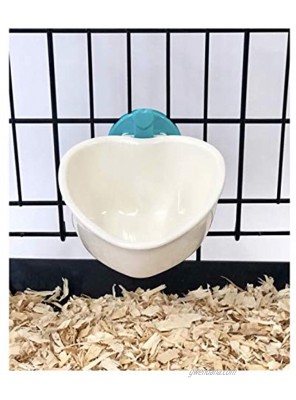 Choco Nose H607 Small Dog Cat Rabbit Food Bowl. Pet Wire Cage Removable Feeder Cute Mini Heart Shape Crate Animal Feeding Crock Water Dish Puppy Bunny Guinea Pig Chinchilla Bird BPA-Free Aqua