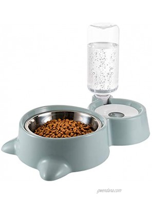 HXN Double Dog Cat Bowls Water and Food Bowl Set with Detachable Stainless Steel Bowl Automatic Water Dispenser Bottle Pet Feeder for Small Medium Size Dog Cat
