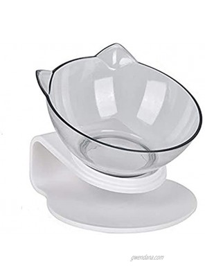 JUILE YUAN Cat Raised Stand Double Transparent Plastic Bowl,Pet Feeding Bowl | Pet Food Water Feeder Bowl for Cats and Dogs ，Cute Cat Face Elevated Double Bowl 15 Degree Tilted Design Neck Guard