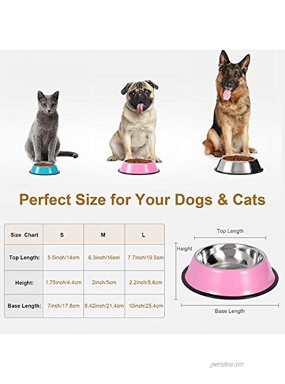 KASBAH Stainless Steel Dog Bowls Food and Water Bowl Non-Toxic 2 Pack Pet Bowls with Rubber Base for Small Medium Large Dogs,Cats