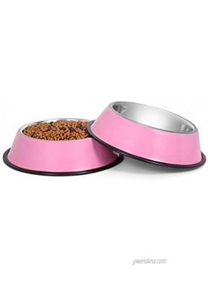 KASBAH Stainless Steel Dog Bowls Food and Water Bowl Non-Toxic 2 Pack Pet Bowls with Rubber Base for Small Medium Large Dogs,Cats