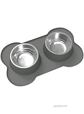 Large Dog Bowls & Mat Set 2 Large Capacity Removable Stainless Steel Bowl Set in a Stylish No Mess No Spill Non Skid Silicone Mat. Food & Water Bowls for Medium to Large Dogs 54oz 108oz