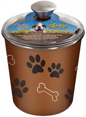 Loving Pets Bella Dog Bowl Canister Treat Container Copper