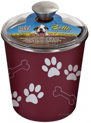 Loving Pets Bella Dog Bowl Canister Treat Container Merlot