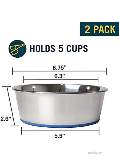 OurPets DuraPet Premium Dishwasher Safe Stainless Steel Dog Bowl for Food or Water [Multiple Sizes for Small to Large Dogs] Traditional Base Design 5 Cups