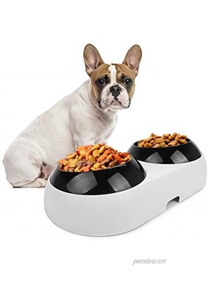 Raised Dog Bowl for Bulldogs,Slanted French Bulldog Bowl,Elevated Food Water Bowls for Flat-Faced Dogs & Cats,BPA Free Tilted Plastic Feeding Bowls,Non-Skid Base Stand & Non-Spill Pet Feeder Dish