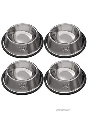 Rapsrk Dog Cat Bowls for Food and Water,Stainless Steel Non-Skid Base Dog Bowl Cat Bowl Pet Kitten Rabbit Puppy Dish for Small Size Medium Dogs Cats Animals 4 Pack