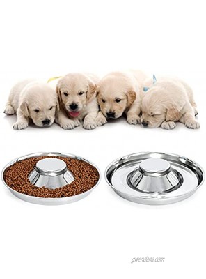 Set of 2 Stainless Steel Dog Bowls Puppies Kittens Stainless Steel Bowls Whelping Weaning Dishes for litters Durable Dogs Cats Stainless Feeding Pans Large Size