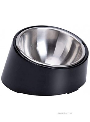 Super Design Mess Free 15° Slanted Bowl for Dogs and Cats Tilted Angle Bulldog Bowl Pet Feeder Non-Skid & Non-Spill Easier to Reach Food M 1.5 Cup Black